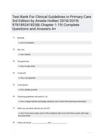 Test Bank For Clinical Guidelines in Primary Care 3rd Edition by Amelie Hollier| 2018/2019| 9781892418258| Chapter 1-19| Complete Questions and Answers A+