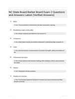 NC State Board Barber Board Exam 2 Questions and Answers (Graded A)