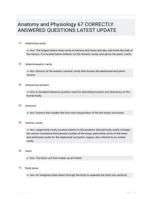 Anatomy and Physiology 67 CORRECTLY ANSWERED QUESTIONS LATEST UPDATE