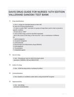 DAVIS DRUG GUIDE FOR NURSES 16TH  EDITION VALLERAND SANOSKI TEST BANK