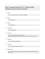 ASL Trueway Vocab Unit 2.1 Study Guide Questions and Correct Answers