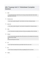 ASL Trueway Unit 3.1 Worksheet Complete Solution