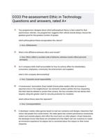 D333 Pre-assessment Ethic in Technology. Questions and answers, rated A+