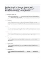 Fundamentals of General, Organic, and Biological Chemistry - The Generation of Biochemical Energy EXAM QUESTIONS (57 TERMS) WITH VERIFIED DEFINITIONS UPDATED 2024