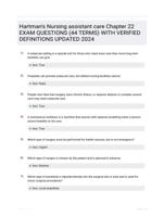 Hartman's Nursing assistant care Chapter 22 EXAM QUESTIONS (44 TERMS) WITH VERIFIED DEFINITIONS UPDATED 2024