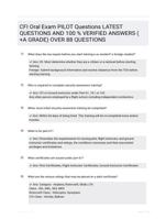 CFI Oral Exam PILOT Questions LATEST QUESTIONS AND 100 % VERIFIED ANSWERS ( +A GRADE) OVER 88 QUESTIONS