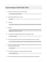 food manager Exam V1 (New 2024/ 2024  Update) Questions and Verified Answers| 100%  Correct| Graded A