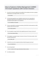 Intro to Explosive Safety Management (AMMO 107) Exam Questions with Correct Answers 