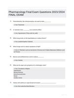 Pharmacology Final Exam Questions  1.	When administering the drug senna to a patient, a health care provider must inform the patient of which of the following a.		This drug is intended to lower blood pressure and is best used in combination with other ant