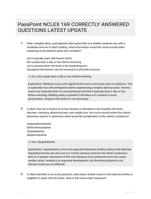 PassPoint NCLEX 169 CORRECTLY ANSWERED QUESTIONS LATEST UPDATE