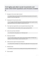 Civil rights and other social movements unit exam 2023-2024 Questions and Answers Graded A