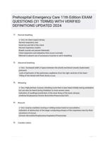 Prehospital Emergency Care 11th Edition EXAM QUESTIONS (31 TERMS) WITH VERIFIED DEFINITIONS UPDATED 2024