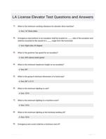 LA License Elevator Test Questions and Answers