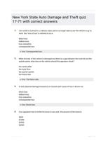 New York State Auto Damage and Theft quiz 17-71 with correct answers