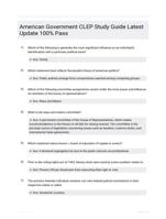 American Government CLEP Study Guide Latest Update 100% Pass