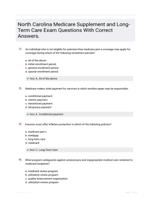 North Carolina Medicare Supplement and Long-Term Care Exam Questions With Correct Answers.