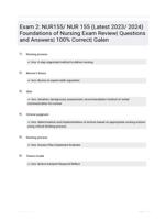 Exam 2: NUR155/ NUR 155 (Latest 2023/ 2024) Foundations of Nursing Exam Review| Questions and Answers| 100% Correct| Galen