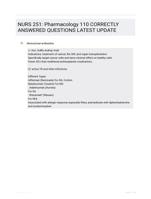 NURS 251: Pharmacology 110 CORRECTLY ANSWERED QUESTIONS LATEST UPDATE