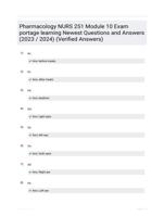 Pharmacology NURS 251 Module 10 Exam portage learning Newest Questions and Answers (2023 / 2024) (Verified Answers)