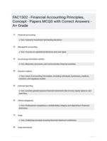 FAC1502 - Financial Accounting Principles, Concept - Papers MCQS with Correct Answers - A+ Grade