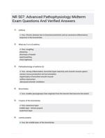 NR 507: Advanced Pathophysiology Midterm Exam Questions And Verified Answers