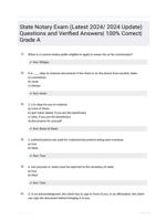 State Notary Exam (Latest 2024/ 2024 Update) Questions and Verified Answers| 100% Correct| Grade A