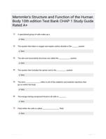 Memmler's Structure and Function of the Human Body 10th edition Test Bank CHAP 1 Study Guide Rated A+