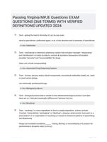 Passing Virginia MPJE Questions EXAM QUESTIONS (368 TERMS) WITH VERIFIED DEFINITIONS UPDATED 2024