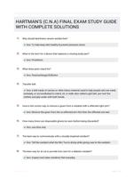 HARTMAN'S (C.N.A) FINAL EXAM STUDY GUIDE WITH COMPLETE SOLUTIONS