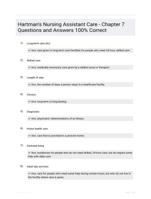 Hartman's Nursing Assistant Care - Chapter 7 Questions and Answers 100% Correct