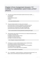 Chapter 6 Econ Assignment Answers EXAM QUESTIONS (131 TERMS) WITH VERIFIED DEFINITIONS UPDATED 2024