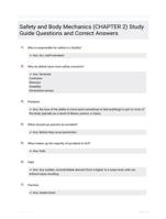 Safety and Body Mechanics (CHAPTER 2) Study Guide Questions and Correct Answers