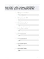 AUA MED 1 -- MSK -- Reflexes 9 CORRECTLY ANSWERED QUESTIONS LATEST UPDATE