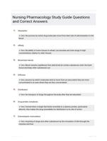 Nursing Pharmacology Study Guide Questions and Correct Answers