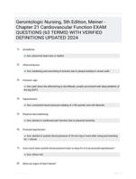 Gerontologic Nursing, 5th Edition, Meiner - Chapter 21 Cardiovascular Function EXAM QUESTIONS (63 TERMS) WITH VERIFIED DEFINITIONS UPDATED 2024