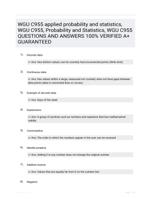 WGU C955 applied probability and statistics, WGU C955, Probability and Statistics, WGU C955 QUESTIONS AND ANSWERS 100% VERIFIED A+ GUARANTEED