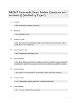 NREMT Paramedic Exam Review Questions and Answers () (Verified by Expert)