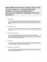 RIMS-CRMP EXAM STUDY GUIDE LATEST 2024 ACTUAL EXAM ALL 34 QUESTIONS AND CORRECT DETAILED ANSWERS WITH RATIONALES (VERIFIED ANSWERS) |ALREADY GRADED A+