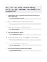 WGU C207 Data Driven Decision Making QUESTIONS AND ANSWERS 100% VERIFIED A+ GUARANTEED