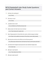 NFHS Basketball rules Study Guide Questions and Correct Answers