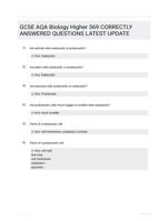 GCSE AQA Biology Higher 369 CORRECTLY ANSWERED QUESTIONS LATEST UPDATE