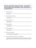 Illinois Lead Risk Assessor Guide - June 2022 QUESTIONS AND ANSWERS 100% VERIFIED A+ GUARANTEED