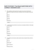 NUR 210 EXAM 1 Test Bank QUESTIONS WITH CORRECT ANSWERS 2024