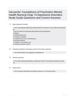 Varcarolis: Foundations of Psychiatric Mental Health Nursing Chap 14 Depressive Disorders 17 CORRECTLY ANSWERED QUESTIONS LATEST UPDATE