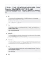 SY0-601 COMPTIA Security+ Certification Exam Practice COMPLETE QUESTIONS AND ANSWERS 2024/2025 (100%) VERIFIED | RATED A+