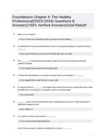 Foundations Chapter 4: The Healthy Professional(2023/2024) Questions & Answers(100% Verified Answers)Gold Rated!!