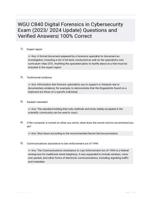 WGU C840 Digital Forensics in Cybersecurity Exam (2023/ 2024 Update) Questions and Verified Answers| 100% Correct