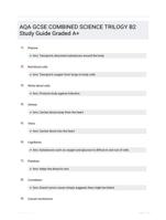 AQA GCSE COMBINED SCIENCE TRILOGY B2 Study Guide Rated A+