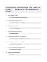 ShadowHealth Gastrointestinal Tina Jones 119 CORRECTLY ANSWERED QUESTIONS LATEST UPDATE