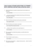 osha module 4 EXAM QUESTIONS (10 TERMS) WITH VERIFIED DEFINITIONS UPDATED 2024